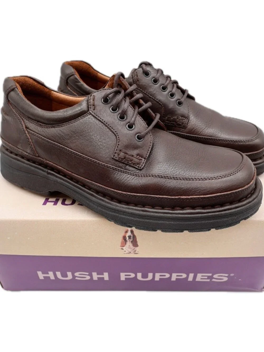 Hush Puppies Summit 14191 Mens 9 Brown Leather Casual Oxford Shoes NOS